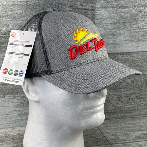NWT Del Taco Trucker Hat Mesh Snap Back CapAmerica Gray Wool Blend i3035 OSHA - Picture 11 of 16